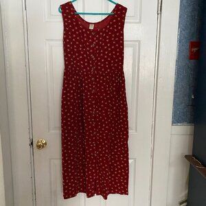 LLBean Corduroy Dress Size 4 Red Floral
